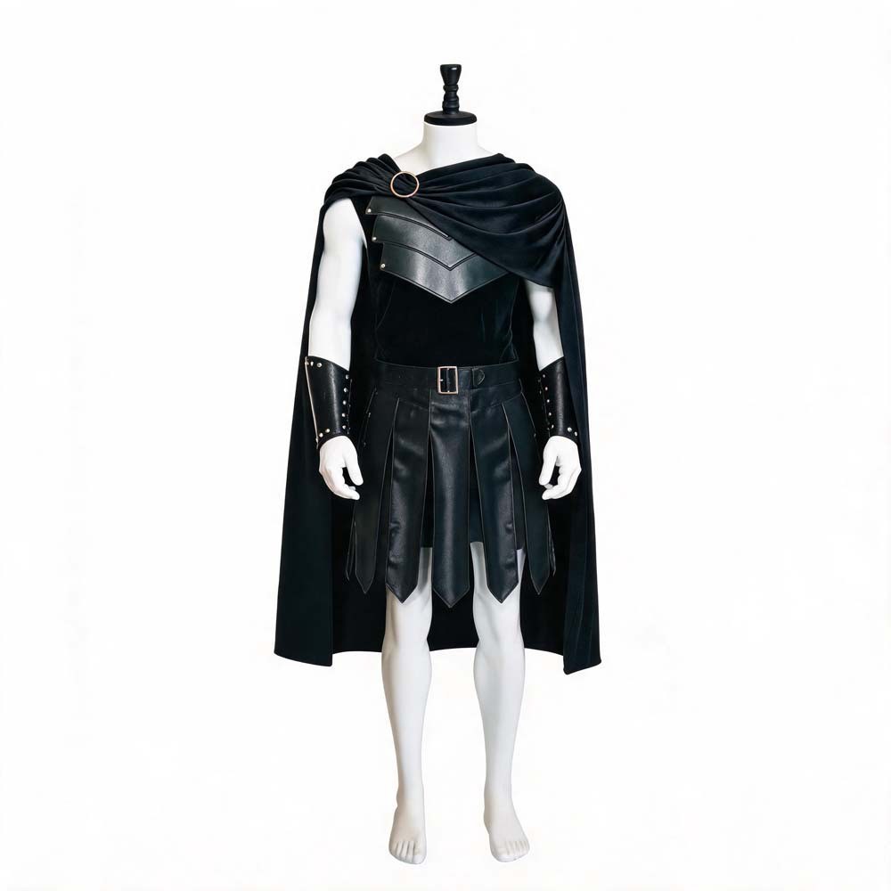 Mens Medieval Warrior Costume Knight Spartan Gladiator Cosplay Outfit Cape