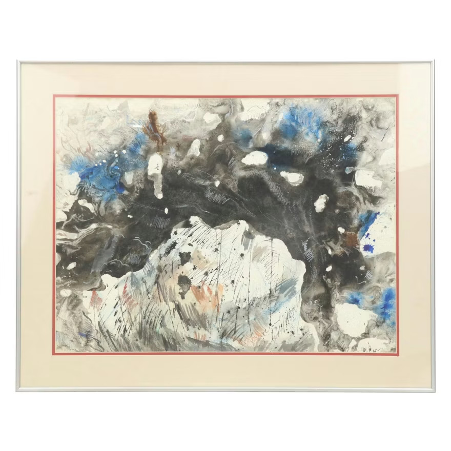 Amazing Signed Victor De Pauw Abstract Watercolor Painting Amazing Signed Victor De Pauw Abstract Watercolor Painting
