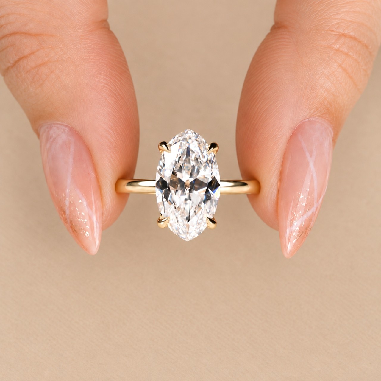 3 CT Oval Cut Moissanite Engagement Ring Hidden Halo Solid 14K Yellow Gold