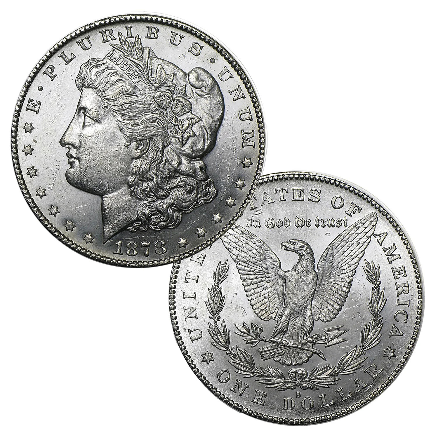 USA 1878 S Morgan 90% Silver Dollar Coin - $1 Bril