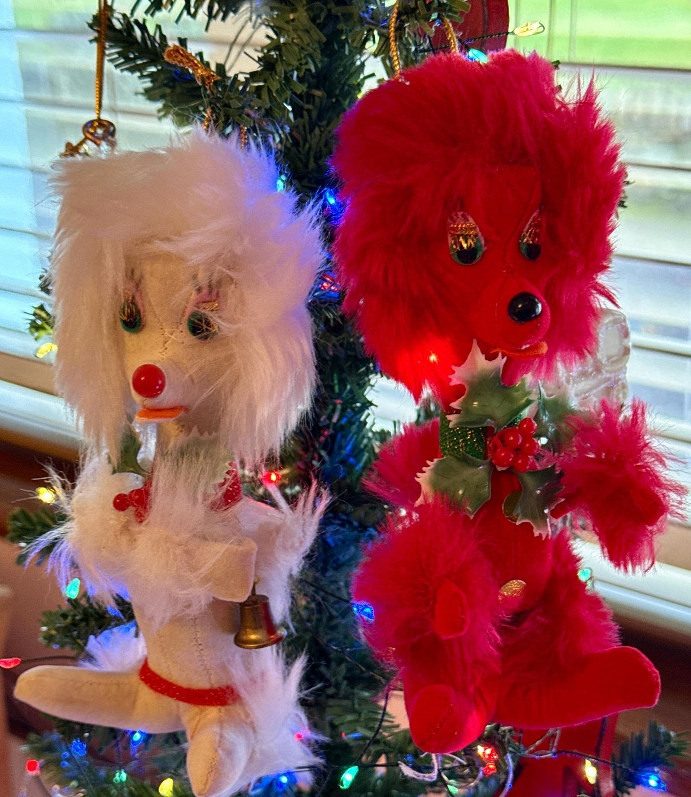 Vintage MCM 1950s Set Of 2 Japanese Christmas Poodles