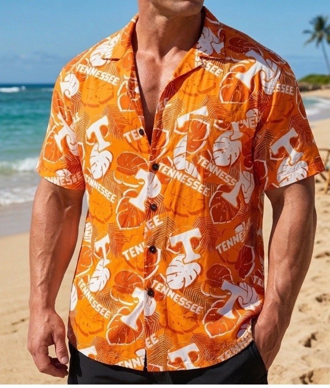 Champion Tennessee Volunteers Orange Shirt Men’s XL Hawaiian Button Up NCAA, NEW