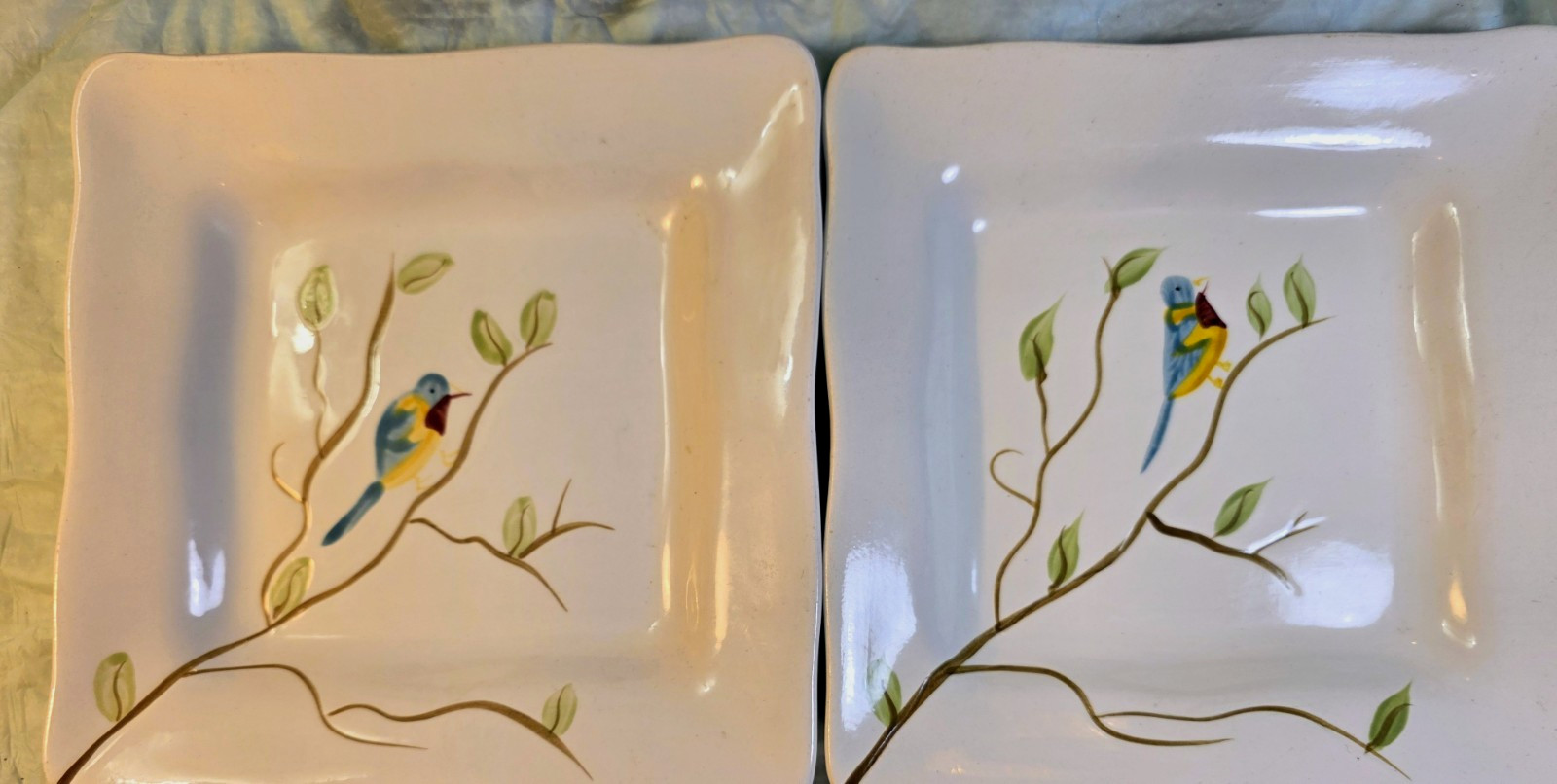 Pier 1 Imports Robin Hand-Painted Earthenware Square Dinner Plates Set of 2 8x8 Pier 1 Imports Robin Hand-Painted Earthenware Square Dinner Plates Set of 2 8x8