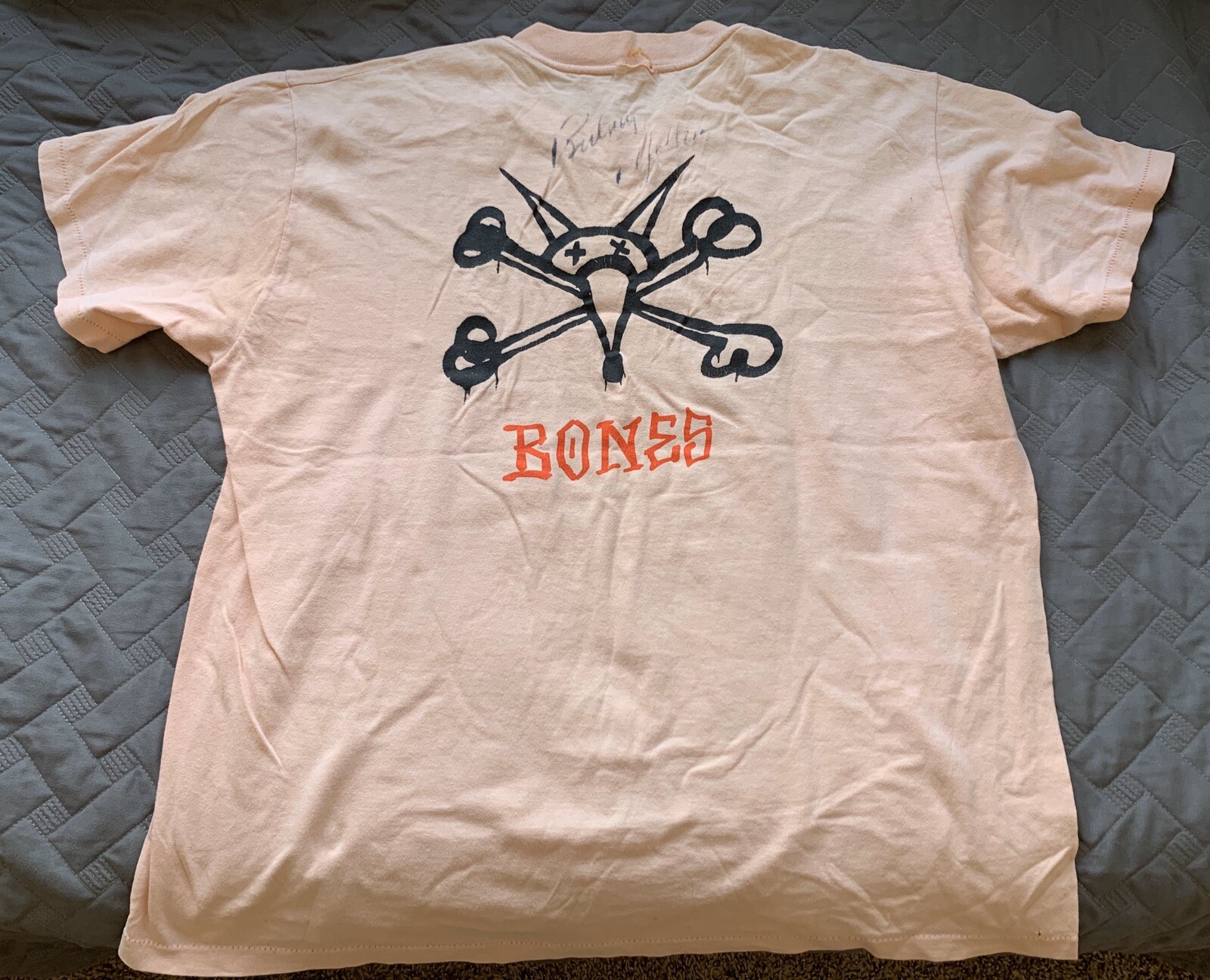 Vintage Rare 80's Powell Peralta Rat Bones T Shirt - Autographed Rodney Mullen