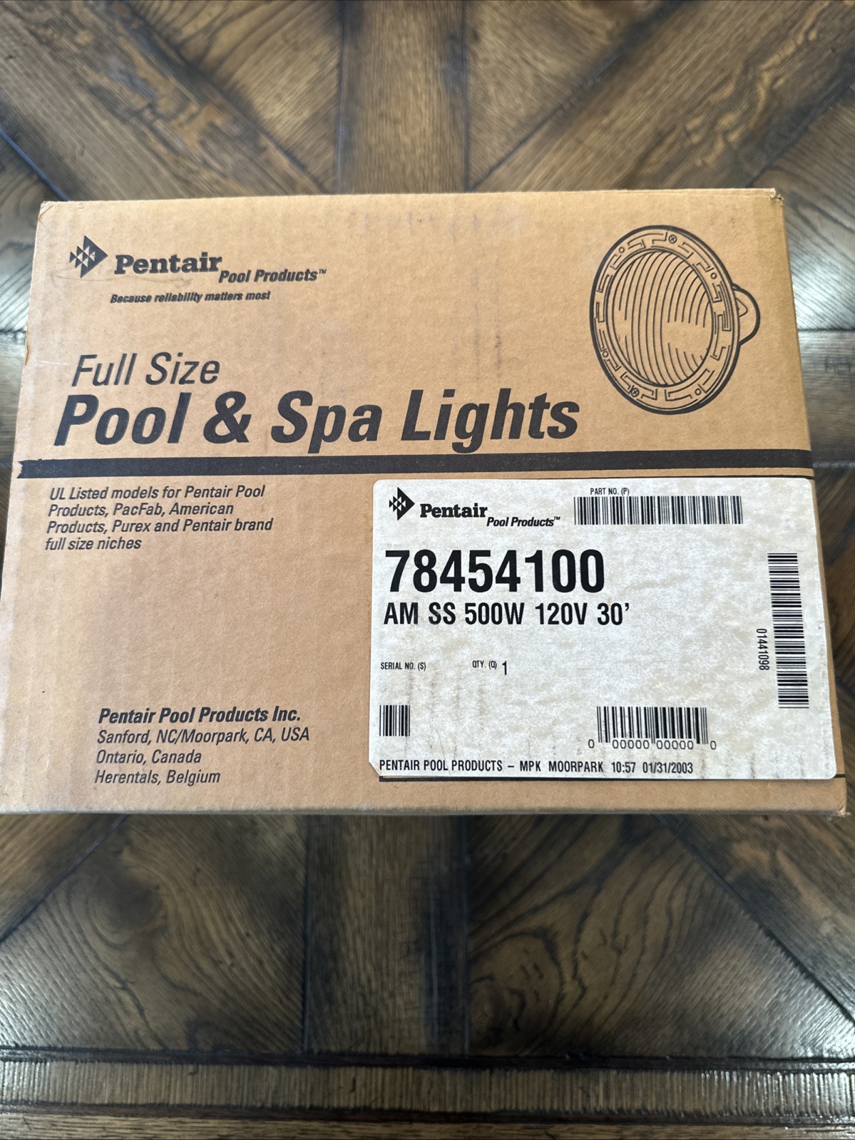 Rare NOS Pentair 78454100 Amerlite Pool Light Stainless Steel 30 Ft Cord-NEW