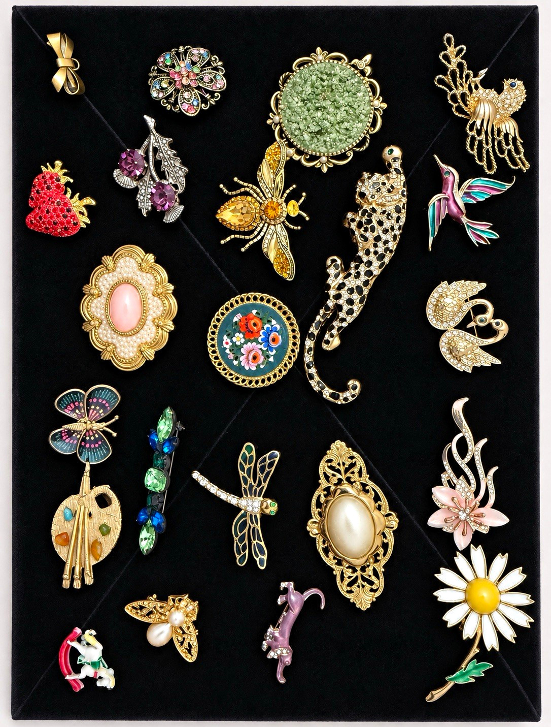 Vintage Brooch Lot 21 Pc Weiss Daisy Rhinestone Enamel Animal Floral Pins