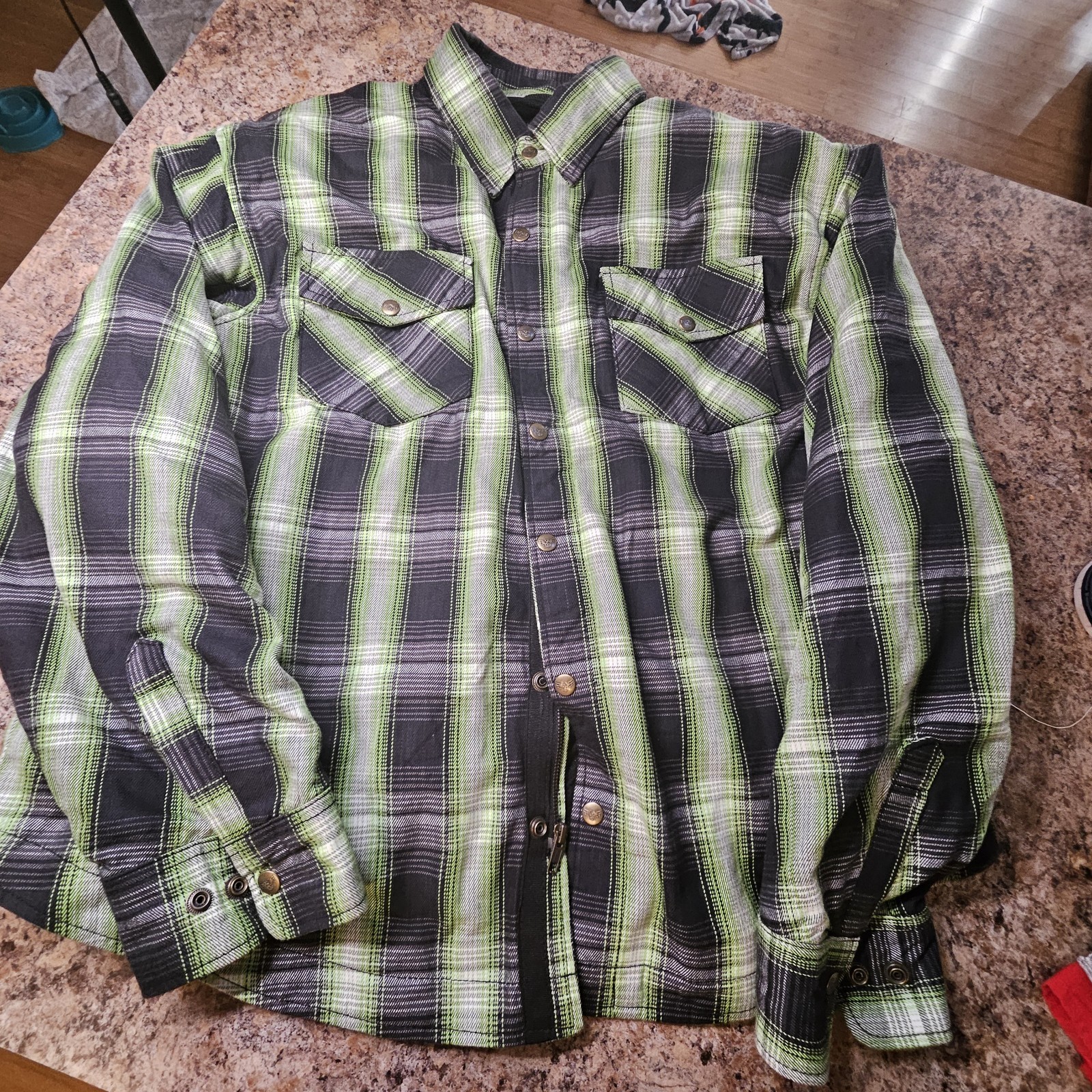 Milwaukee Men's Leather MPM1658 Plaid Flannel Biker Shirt /CE Approved Armor 3XL Milwaukee Men's Leather MPM1658 Plaid Flannel Biker Shirt /CE Approved Armor 3XL