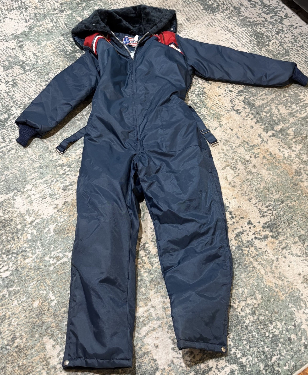 VINTAGE 70s UPC United Pioneer One Piece Snowmobile Suit Medium Split Fur Hood VINTAGE 70s UPC United Pioneer One Piece Snowmobile Suit Medium Split Fur Hood