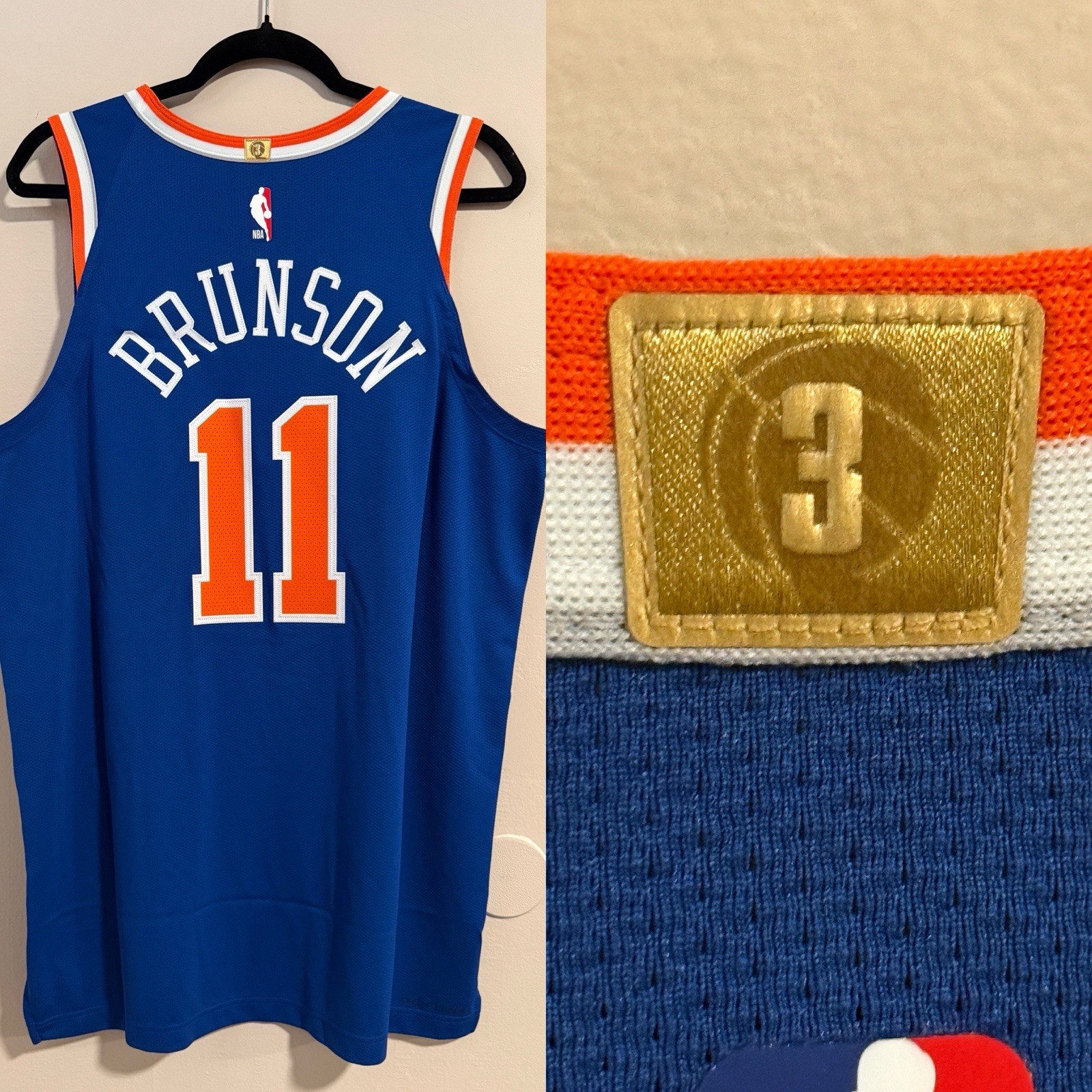 Nike Jalen Brunson New York Knicks Authentic Jersey - 48 Large - UPDATED GOLD #3 Nike Jalen Brunson New York Knicks Authentic Jersey - 48 Large - UPDATED GOLD #3