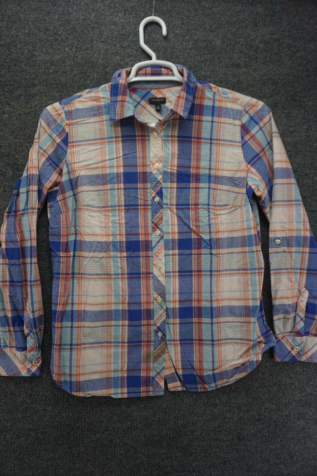 Talbots Button Down Shirt Womens Size 12 Plaid Roll Tab Long Sleeve Talbots Button Down Shirt Womens Size 12 Plaid Roll Tab Long Sleeve
