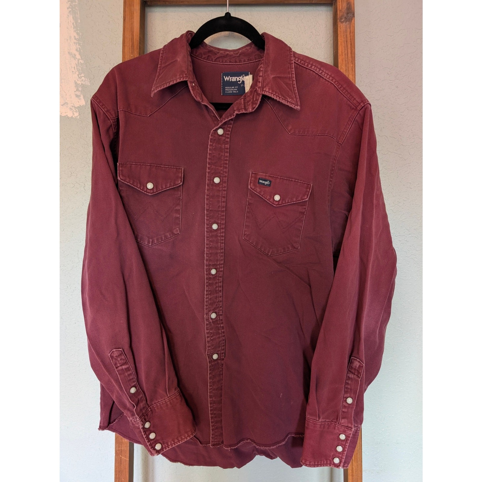 Vtg Wrangler Brushpopper Pearl Snap Rodeo Cowboy Western Shirt Striped XL 17-35