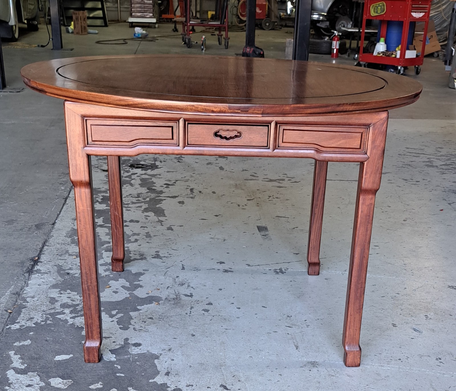 Vintage Chinese Ming-style Rosewood Round Gaming Table 4-Drawer Removable Cover Vintage Chinese Ming-style Rosewood Round Gaming Table 4-Drawer Removable Cover
