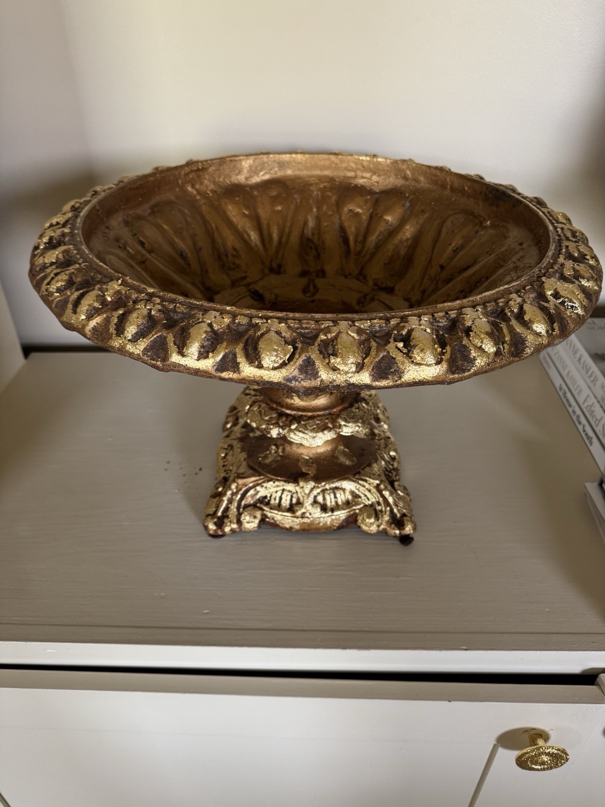 PAIR OF 19TH CENTURY FRENCH TAZZA CAST IRON URNS WITH PEDESTALS
