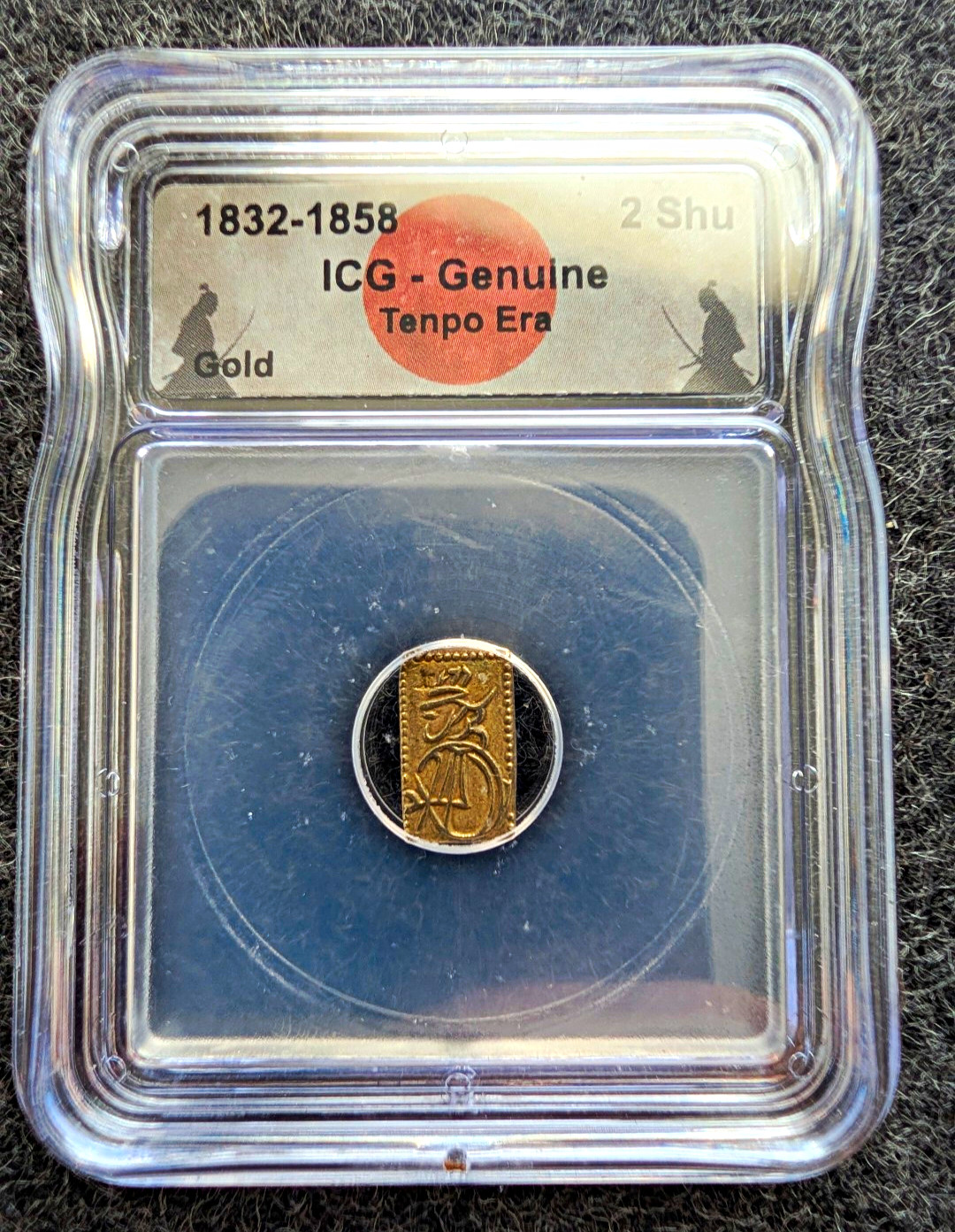 Japan 1832-1858 Tenpo 2 Shu Gold Coin ICG Genuine Edo Period