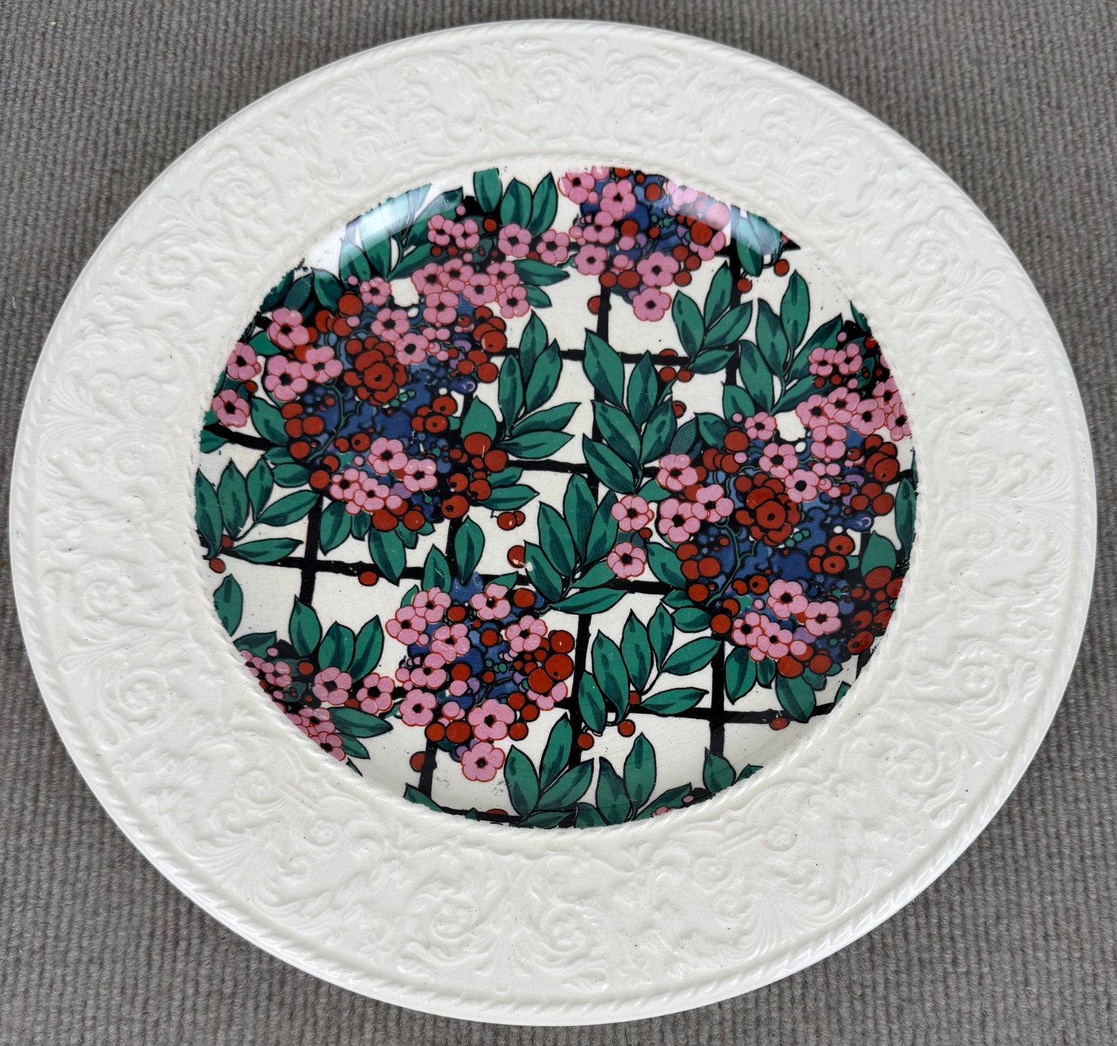 Vintage Royal Winton Grimwades Chintz Floral Plate Embossed Rim England