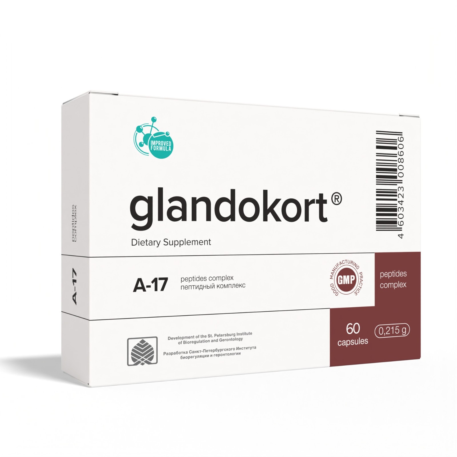 Glandokort A-17 Natural Khavinson Adrenal Peptide Bioregulator 60 Capsules