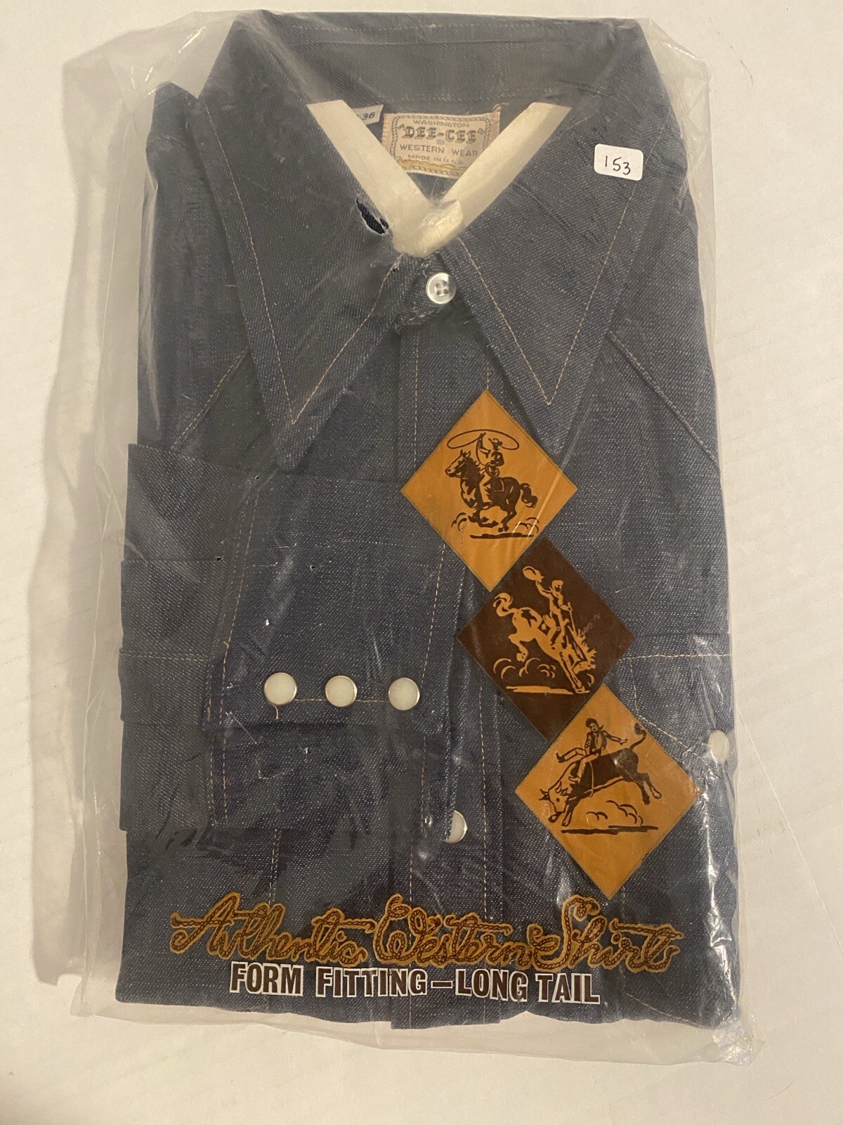 VTG Washington Dee-Cee Western Wear Form Fitting Long Tail Pearl Snap NOS