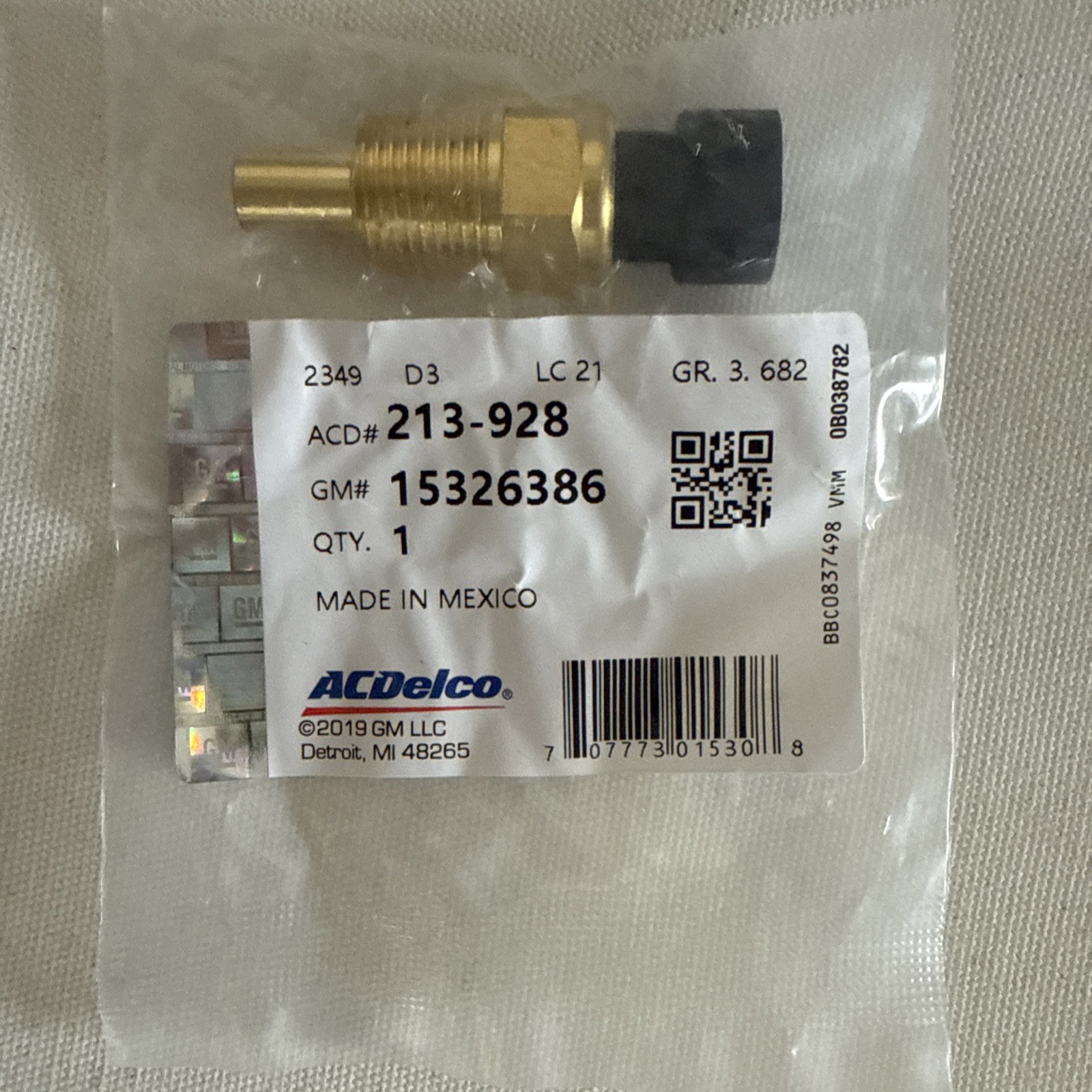 Engine Coolant Temperature Sensor  ACD 213-928 GM 15326386