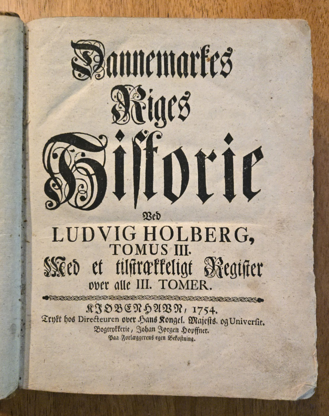 Dannemarks Riges Historie, Tomus III by Ludvig Holberg, 1754, History of Denmark