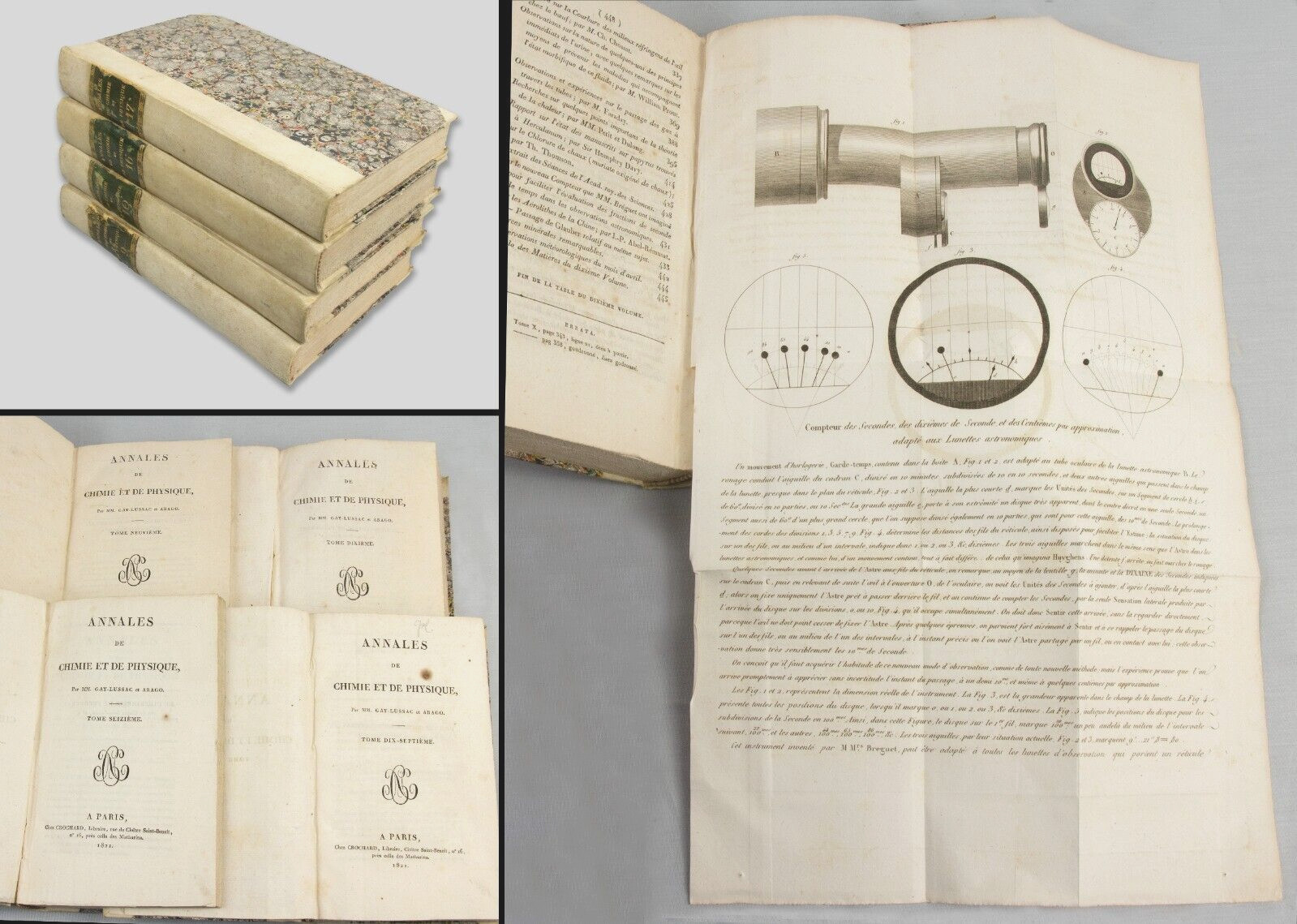 SCIENCE - Annales Chimie Physique 1818-1821 - Faraday Fresnel Ampère - 4 Volumes