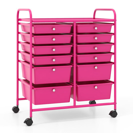 Costway 12-Drawer Rolling Storage Cart with Removable Drawers and Lockable Wheel Costway 12-Drawer Rolling Storage Cart with Removable Drawers and Lockable Wheel