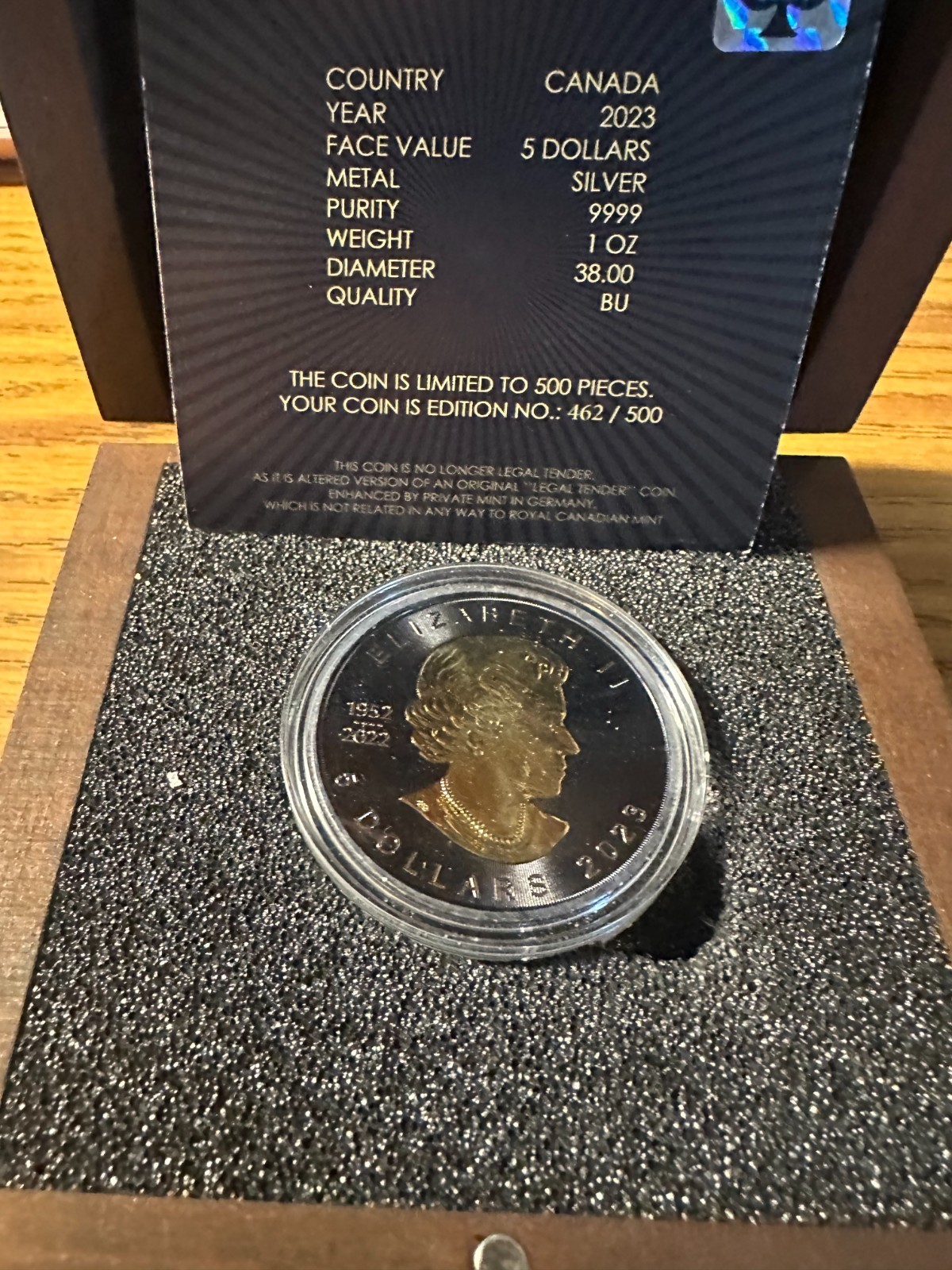 2023 Maple Leaf Black Platinum & 24k Gold 500 MINTED