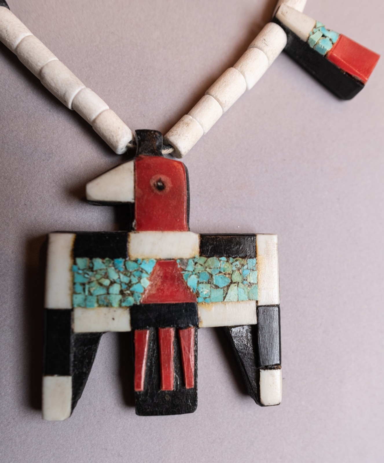 Vintage Santo Domingo Native American Thunderbird Necklace FA Vintage Santo Domingo Native American Thunderbird Necklace FA