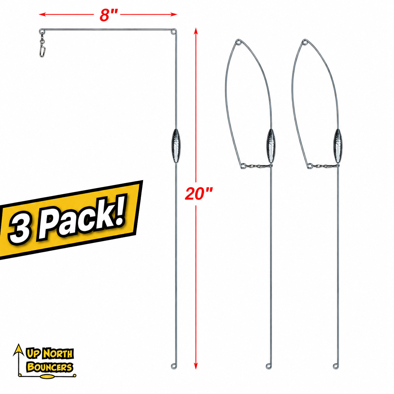 Extra-Long Bottom Bouncers, 1/2oz – 6oz, Trolling Weights, Heavy-Duty Design