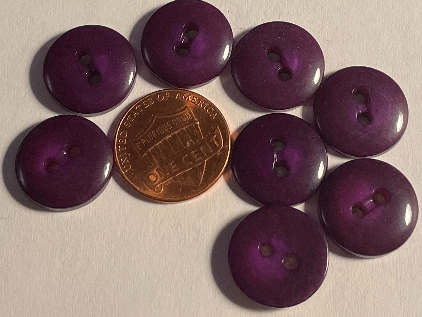 Set of 8 Vintage Domed Glossy Purple Plastic Buttons Almost 5/8 Set of 8 Vintage Domed Glossy Purple Plastic Buttons Almost 5/8