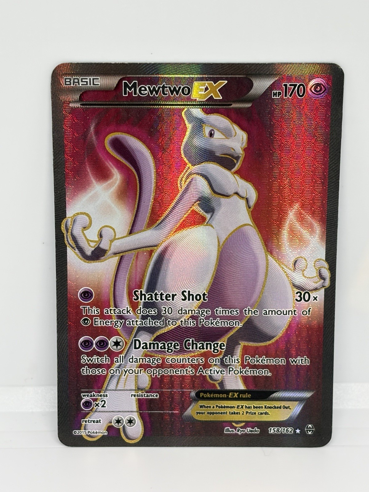 Mewtwo EX (158 Full Art) 158/162 Breakthrough Holo Pokémon, MP + Mewtwo EX (158 Full Art) 158/162 Breakthrough Holo Pokémon, MP +