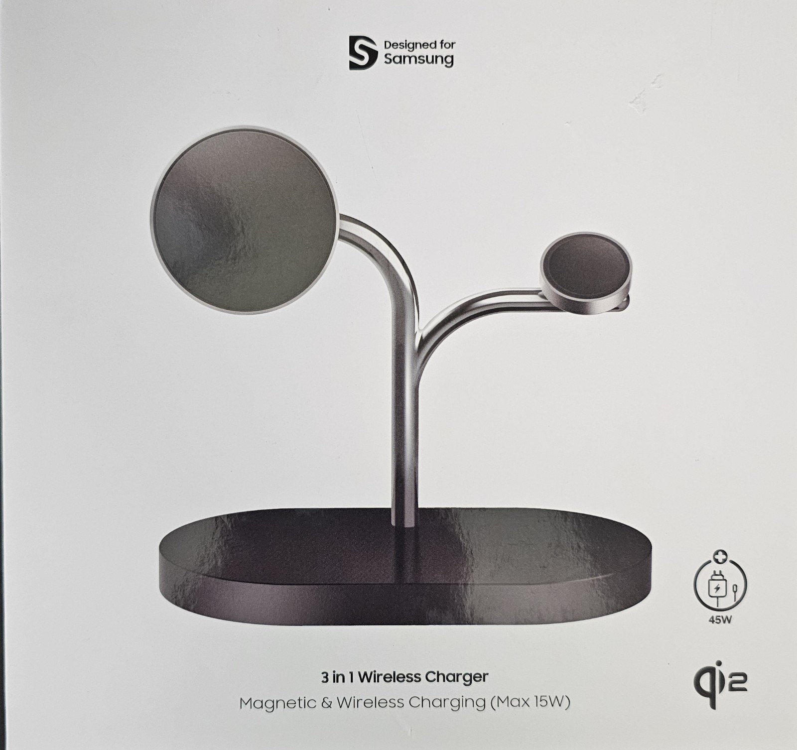 Samsung 3-in-1 Qi2 15W Magnetic Wireless Charger Charging Stand - Black Samsung 3-in-1 Qi2 15W Magnetic Wireless Charger Charging Stand - Black