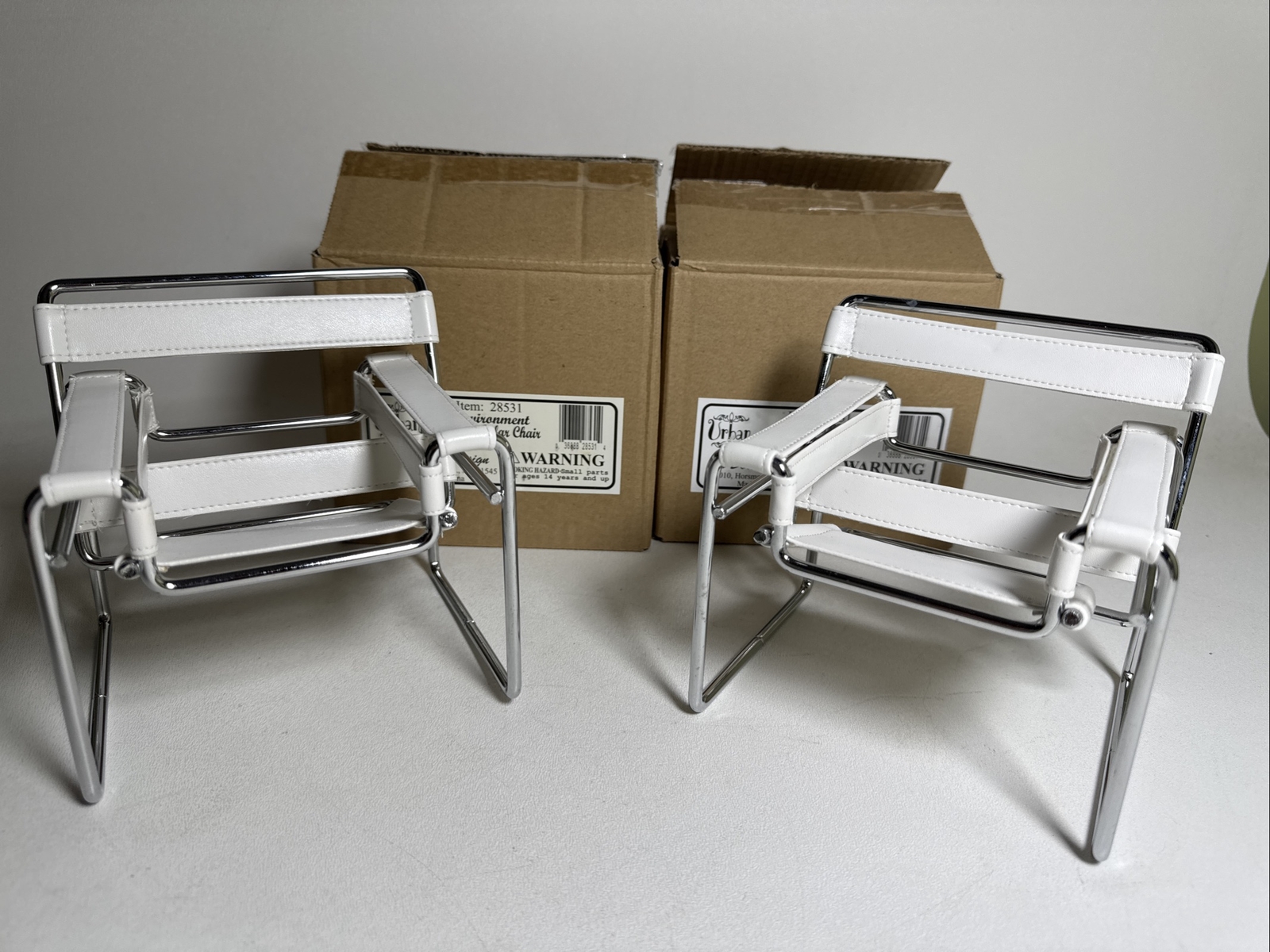 Horsman Urban Environment Tubular Chairs White NEW Set of 2 Horsman Urban Environment Tubular Chairs White NEW Set of 2