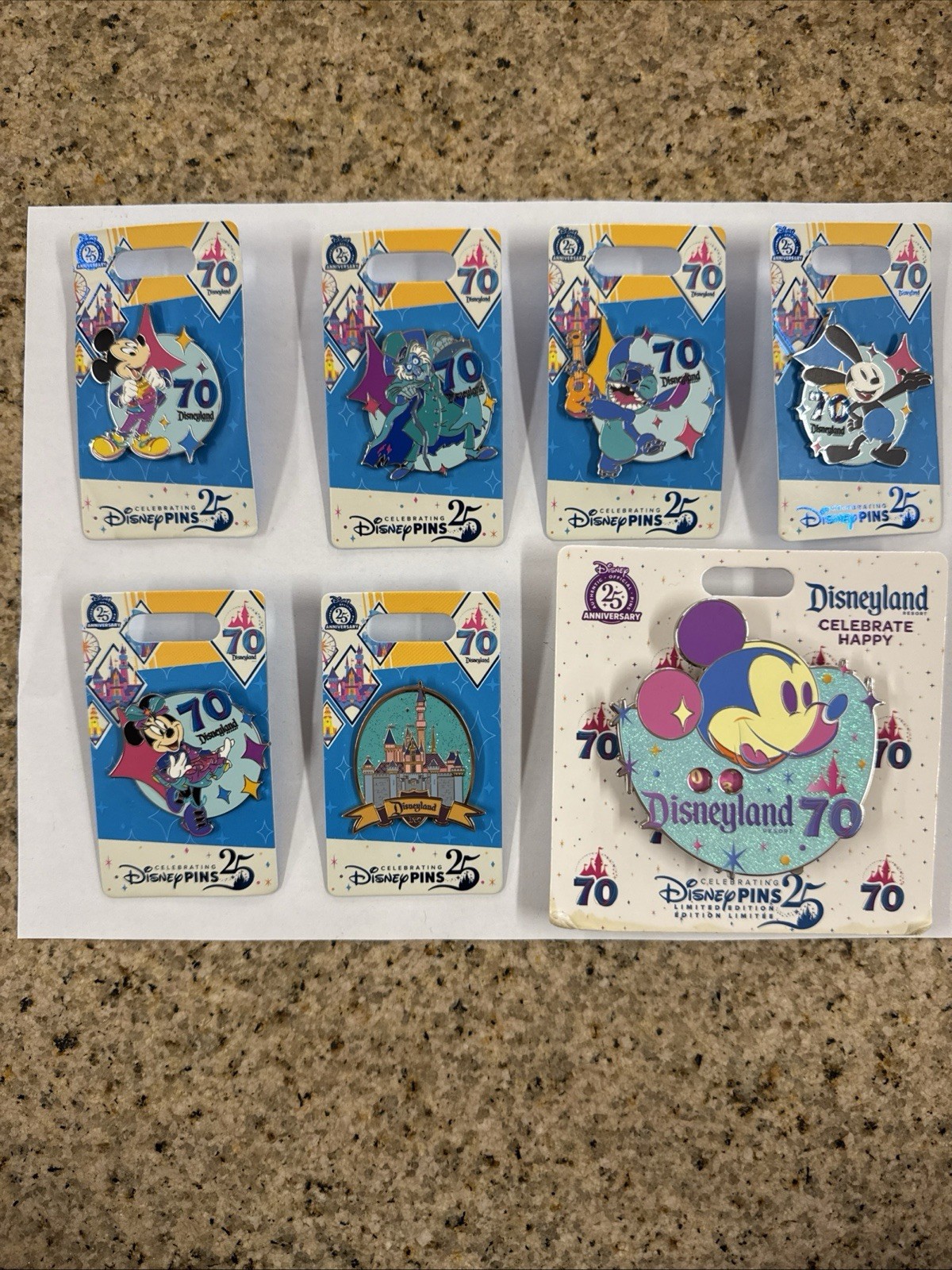 Disney Disneyland 70th Anniversary 7 Pin Set - Disney Disneyland 70th Anniversary 7 Pin Set -