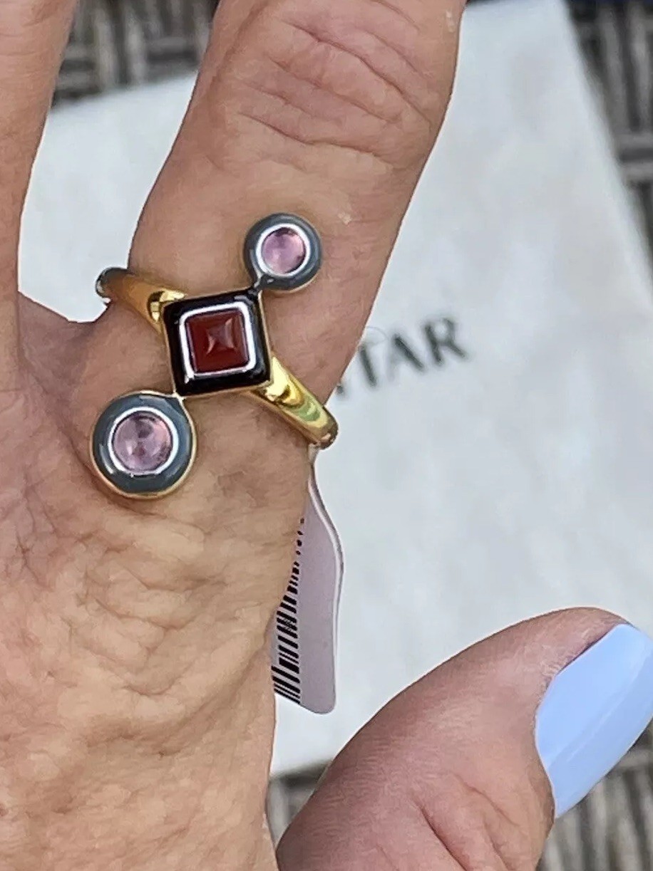100% Authentic Alexis Bittar Triple Carnelian & Amethyst, Enamel GP Ring $225