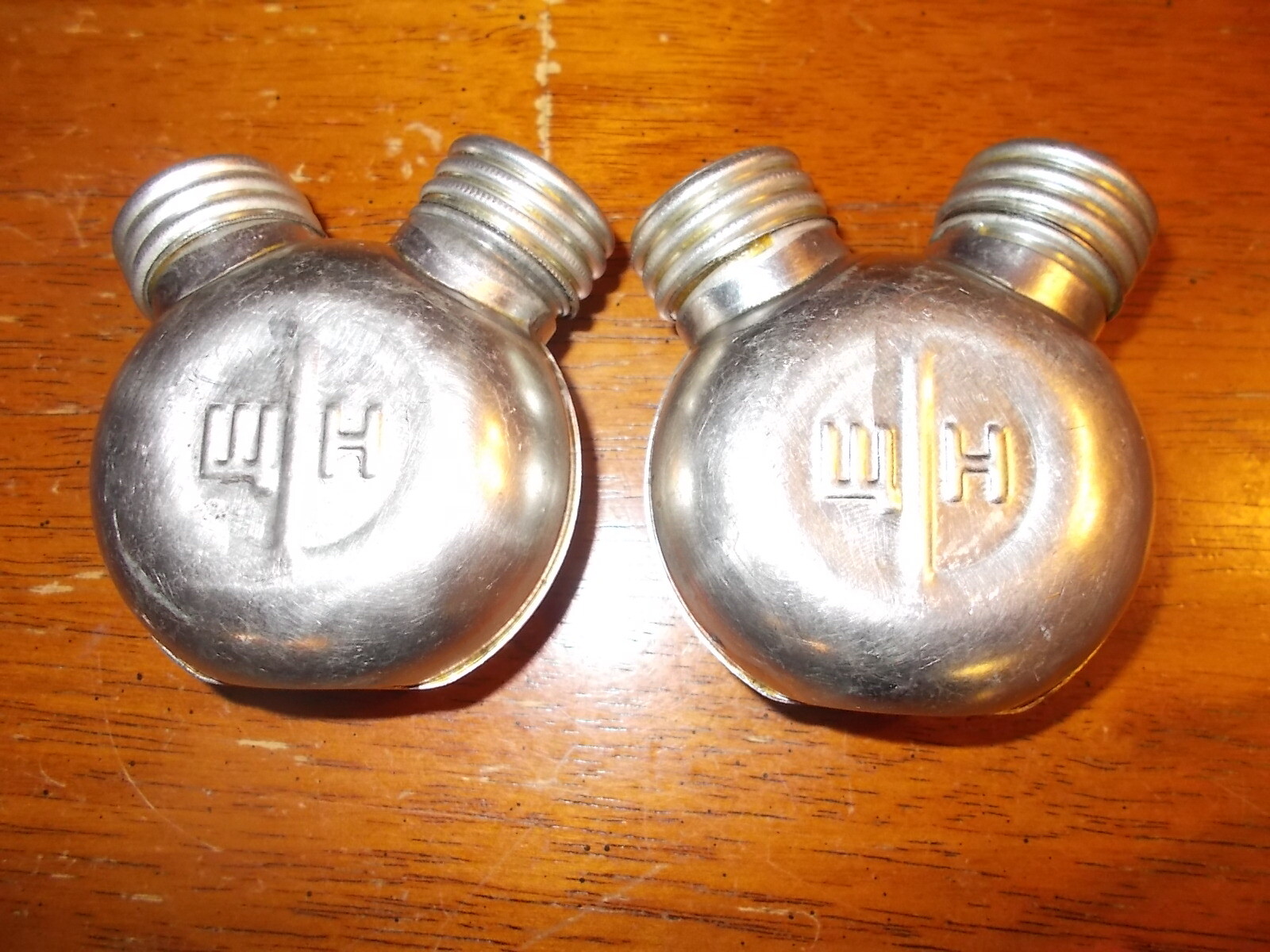 Two Surplus Romanian Oil Double Spout Oil Bottles - Surplus Used Condition