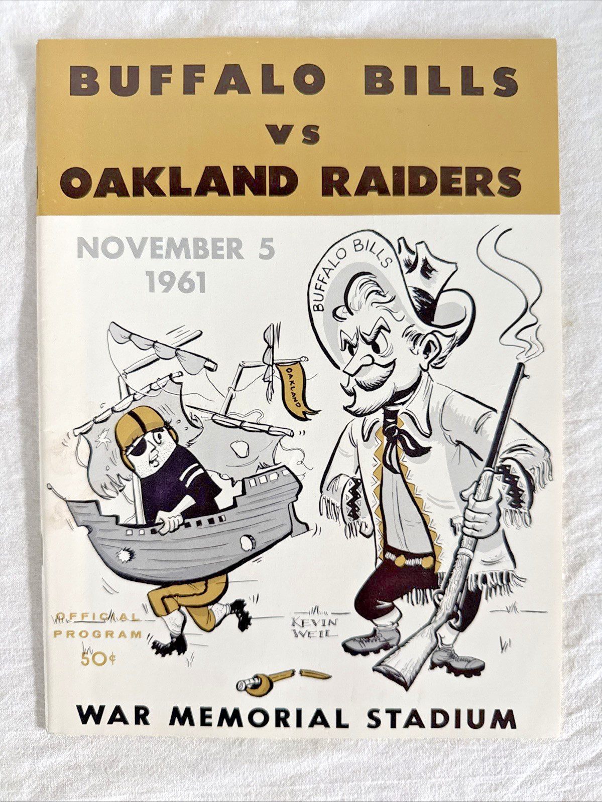 Vintage 1961 AFL Football Program Buffalo Bills Vs Oakland Raiders Nov. 5 NFL Vintage 1961 AFL Football Program Buffalo Bills Vs Oakland Raiders Nov. 5 NFL