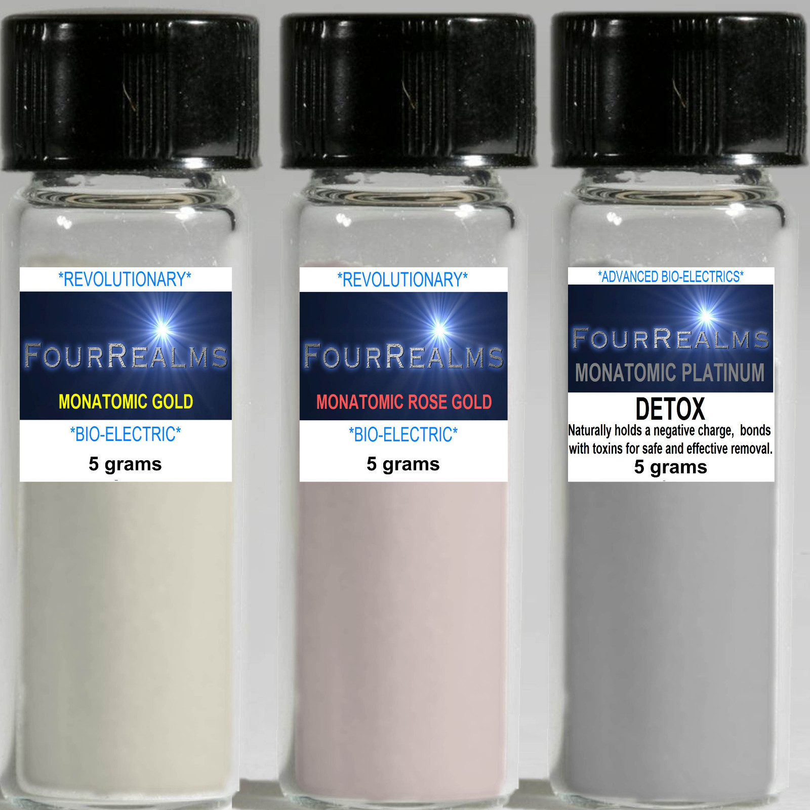 Monatomic Gold 5g + Monatomic Rose Gold 5g +Monatomic Platinum Gold 5g - 3 pack