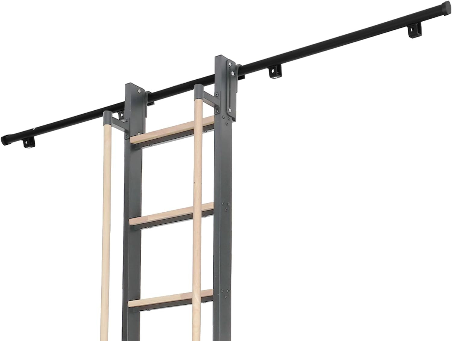 Sliding Library Ladder with 6.6FT Hook Track96 Telescopic Aluminum Rolling Ladde