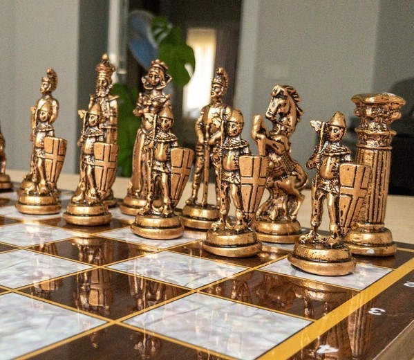 Antique Royal British Chess Set Handmade Wood Board Handcrafted🎁Christmas Gift