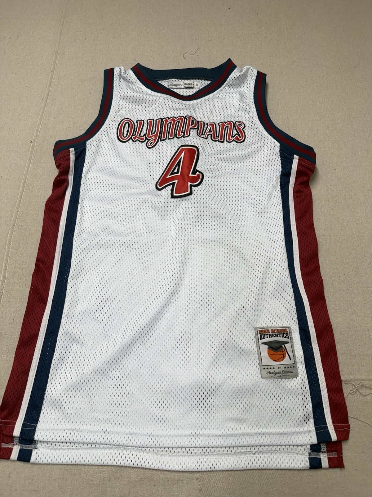 Headgear Classics Olympians #4 High School Basketball Jersey White Men’s XL Headgear Classics Olympians #4 High School Basketball Jersey White Men’s XL