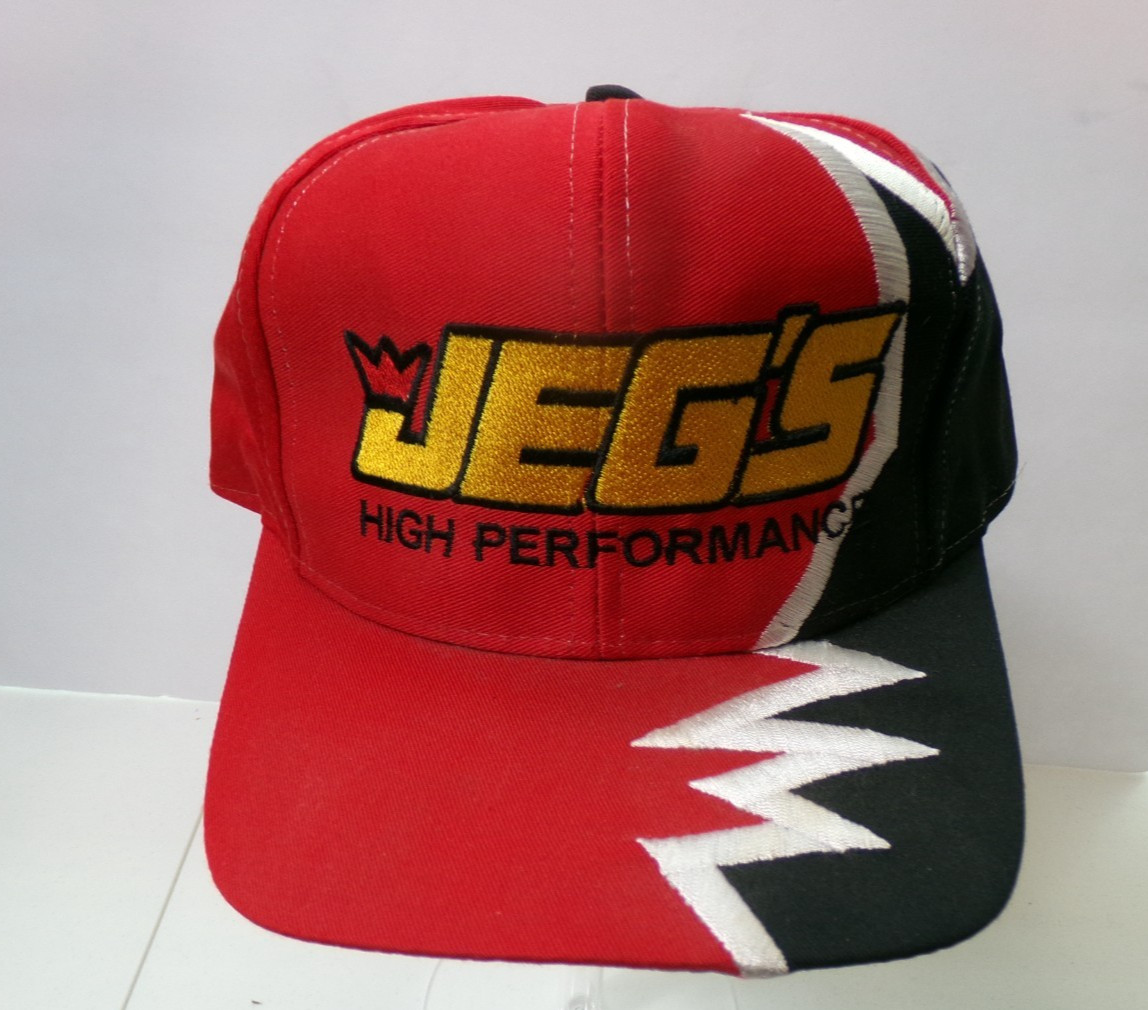 Vintage JEGS High Performance Racing Hat Kati Strapback Red Black Lightning NWOT