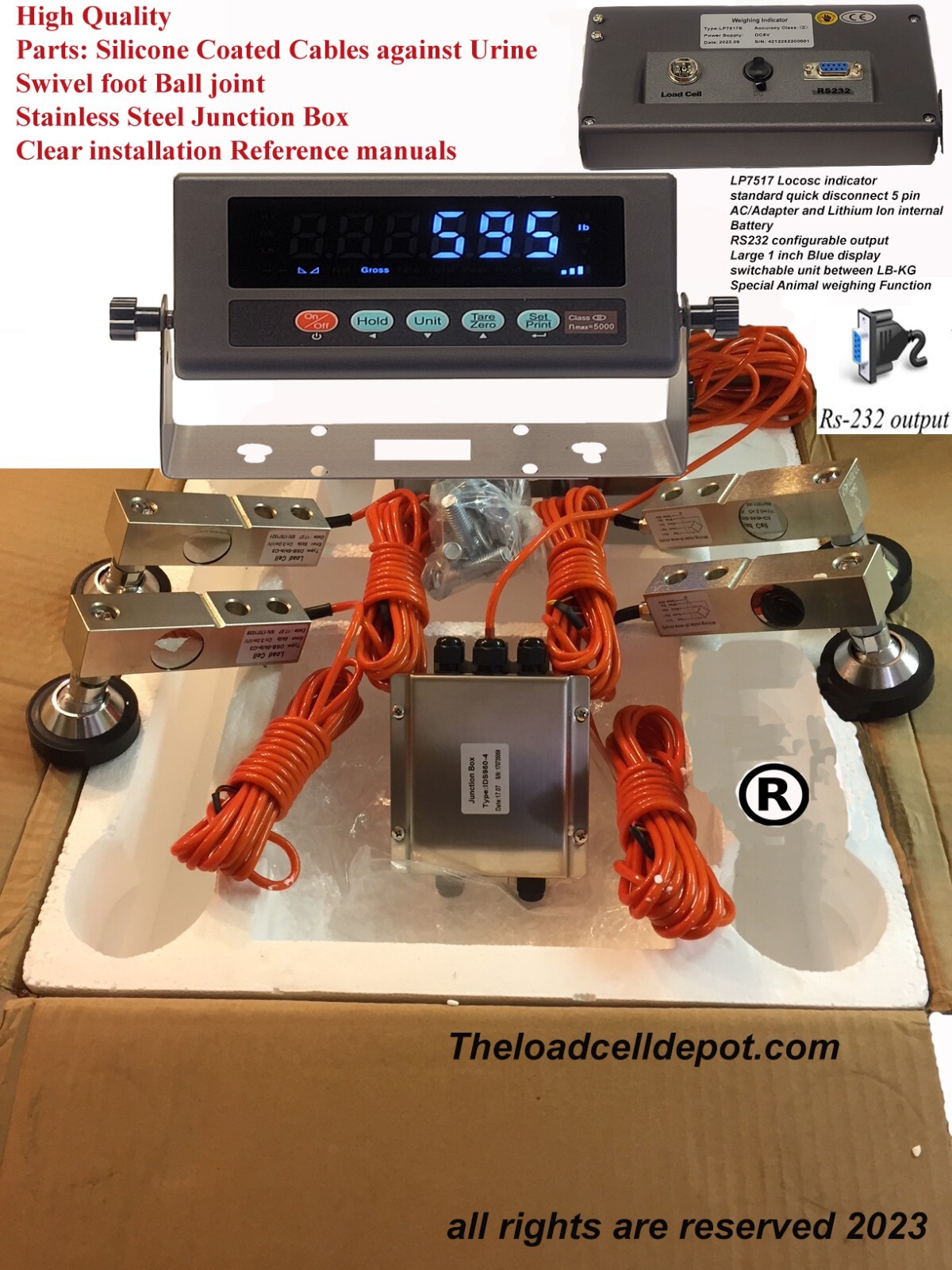 Livestock Scale Kit Cattle Hogs Sheep Goats Pigs Squeeze Chutes 20,000 lbs cap.