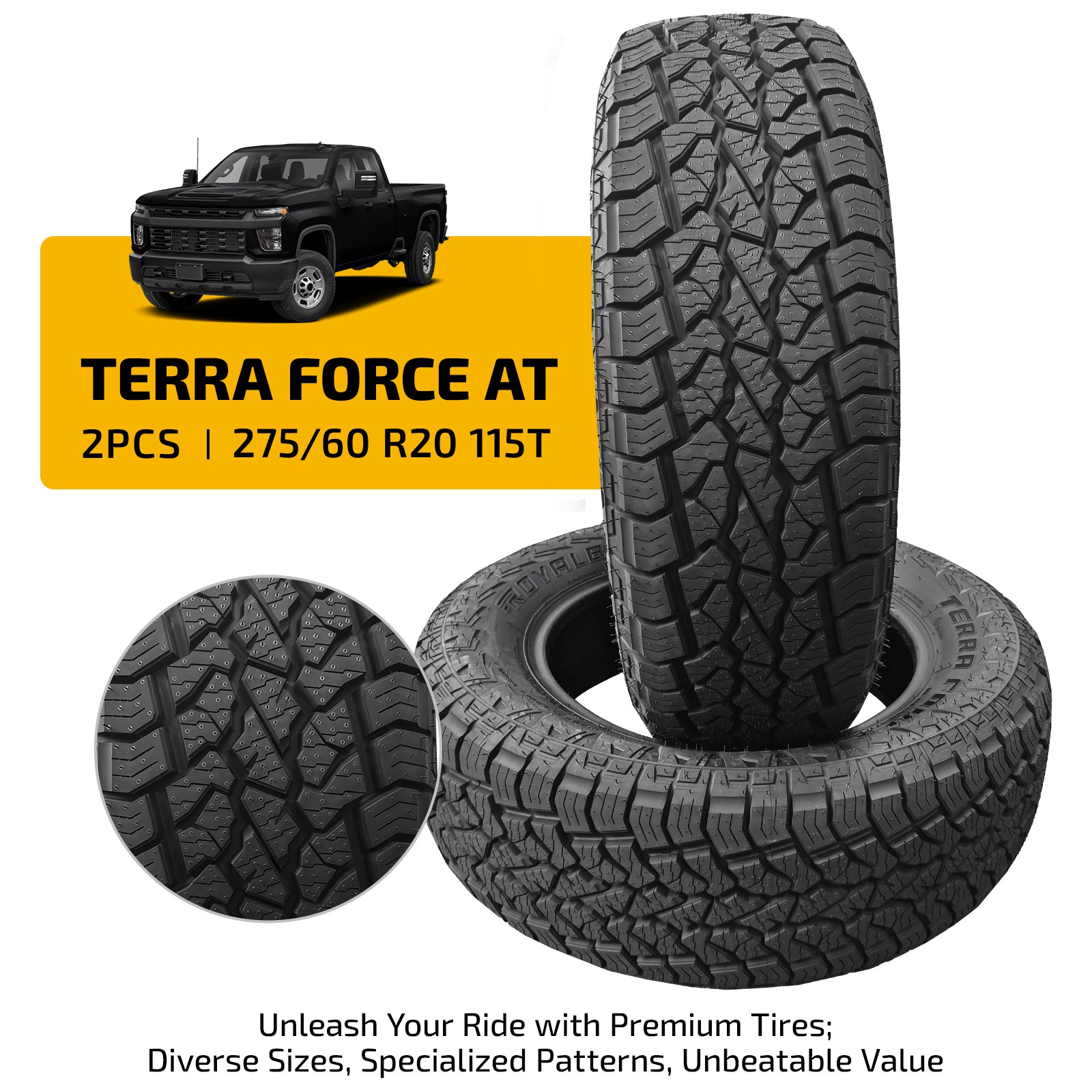 275/60R20 115T TERRA FORCE AT All Season All Terrain Fuel Efficient 2 Tires 275/60R20 115T TERRA FORCE AT All Season All Terrain Fuel Efficient 2 Tires