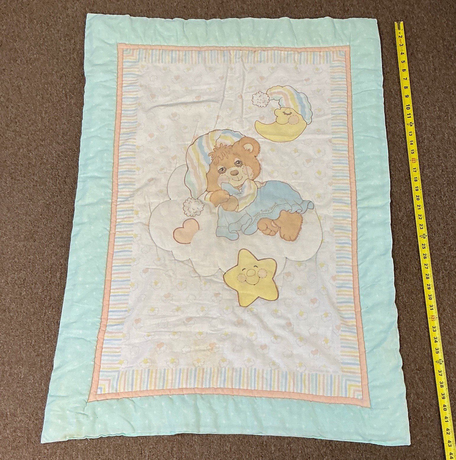 Vintage 1980s Teddy Beddy Bear Baby Crib Quilt Fisher Price Lovey Pastel Blanket Vintage 1980s Teddy Beddy Bear Baby Crib Quilt Fisher Price Lovey Pastel Blanket