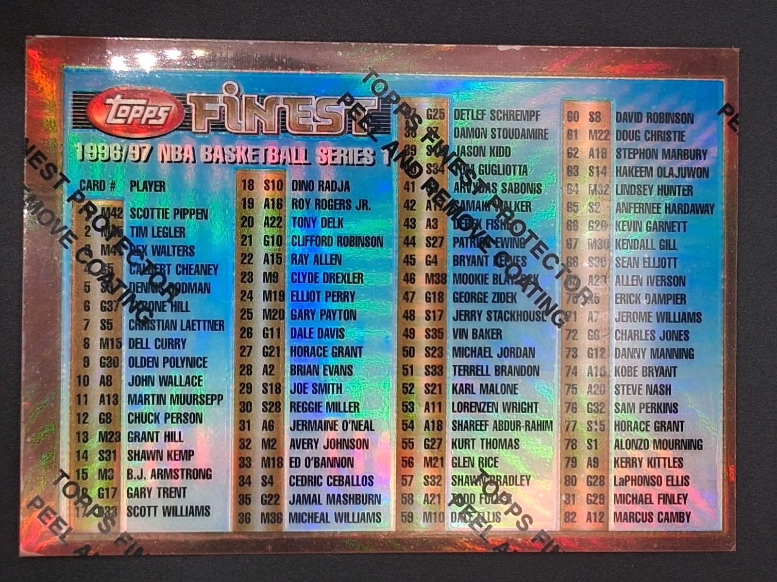 1996-97 Topps Finest - Common Bronze Checklist #100 Refractor With Peel