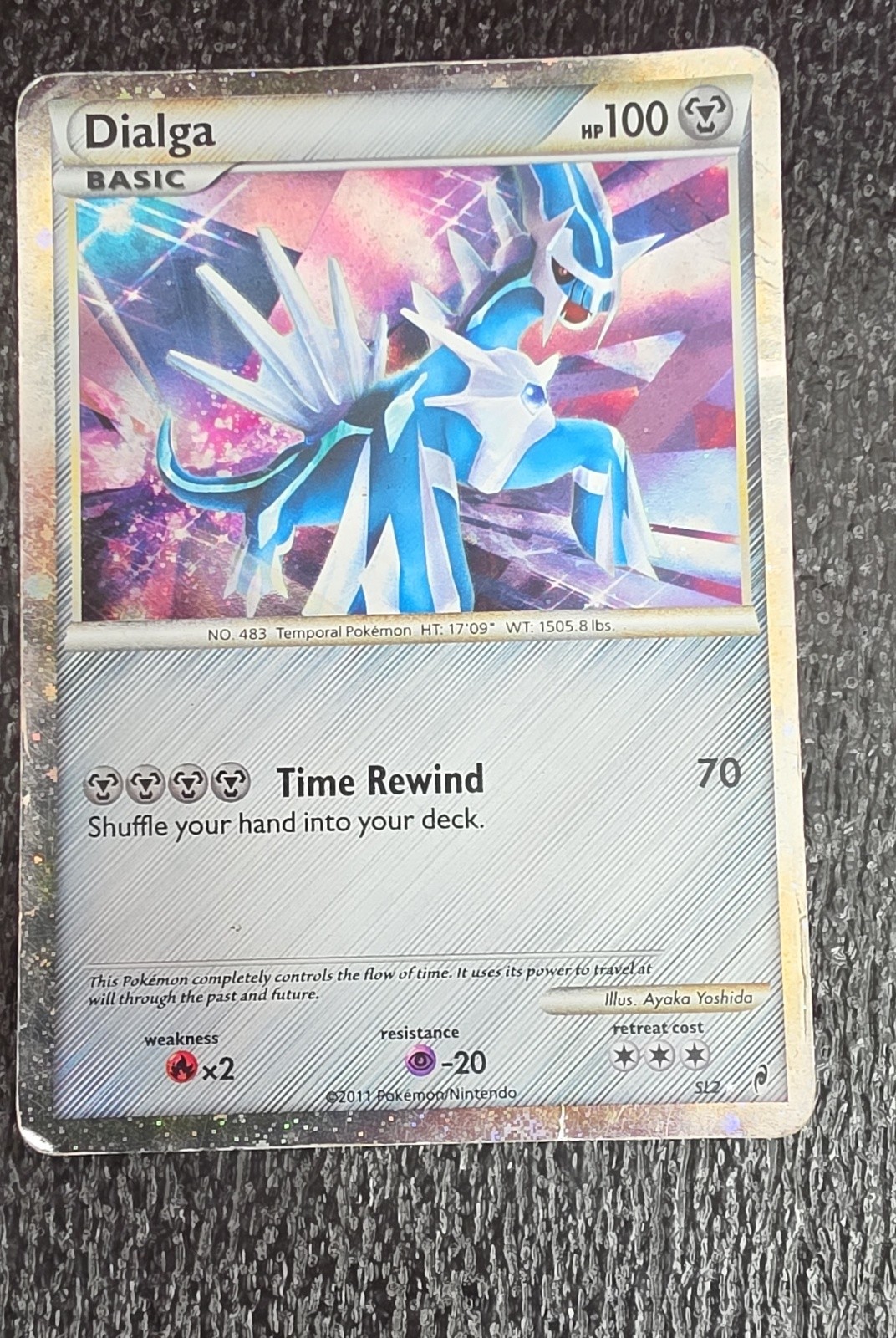 2011 Pokemon Call of Legends Dialga SL2 Shiny Holo Rare Damaged Crease Scratches 2011 Pokemon Call of Legends Dialga SL2 Shiny Holo Rare Damaged Crease Scratches