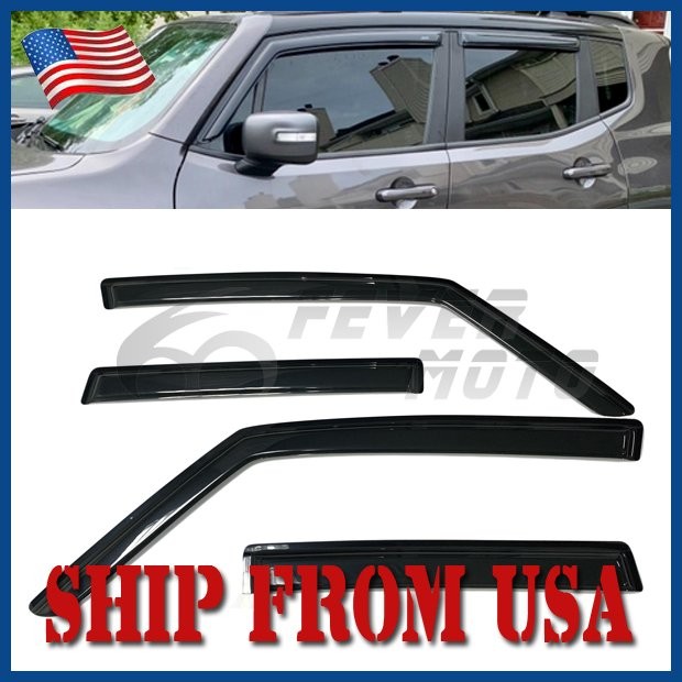 Fit 2015-2022 Jeep Renegade Smoke Window Visor Sun Rain Guard Deflector Smoke