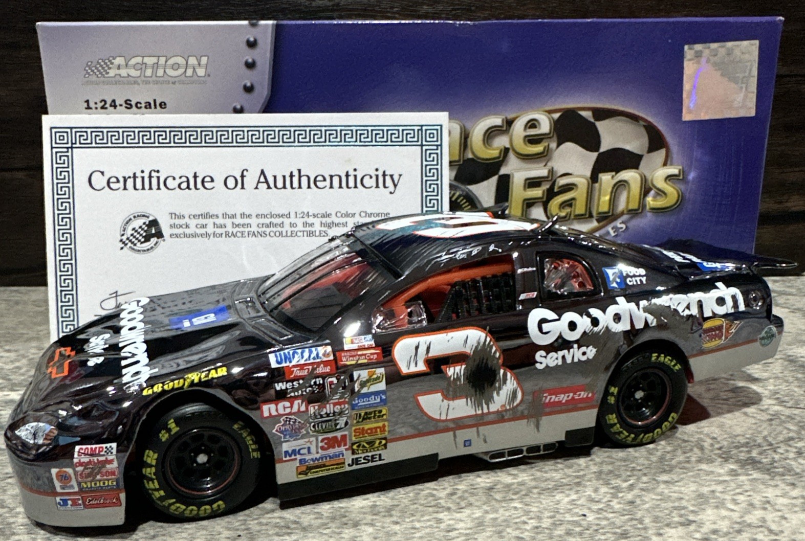 1997 Dale Earnhardt Goodwrench Daytona Raced Crash 1/24 Action Color Chrome