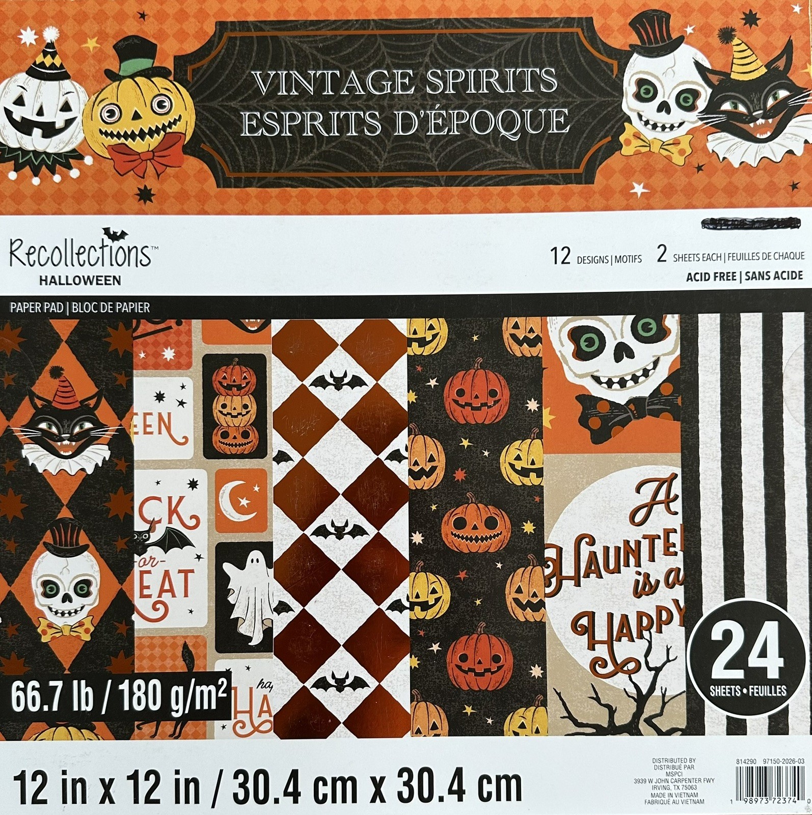~VINTAGE SPIRITS ~12X12 RECOLLECTIONS HALLOWEEN PAPER PAD 24 SHEETS~COPPER FOIL ~VINTAGE SPIRITS ~12X12 RECOLLECTIONS HALLOWEEN PAPER PAD 24 SHEETS~COPPER FOIL