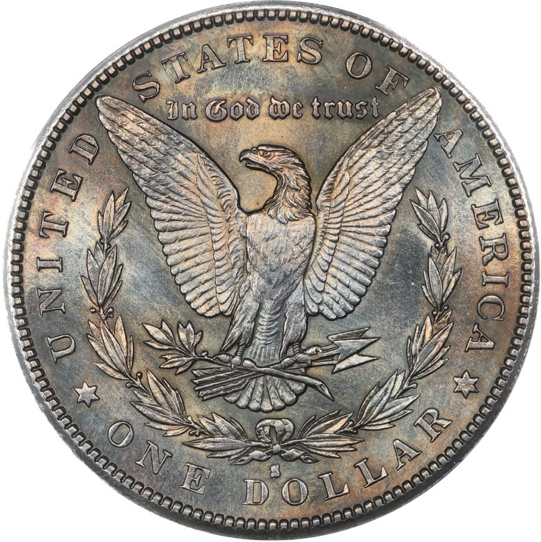1882-S $1 Morgan Silver Dollar ANACS MS61 AMAZING Rose Blue Toner BU Luster